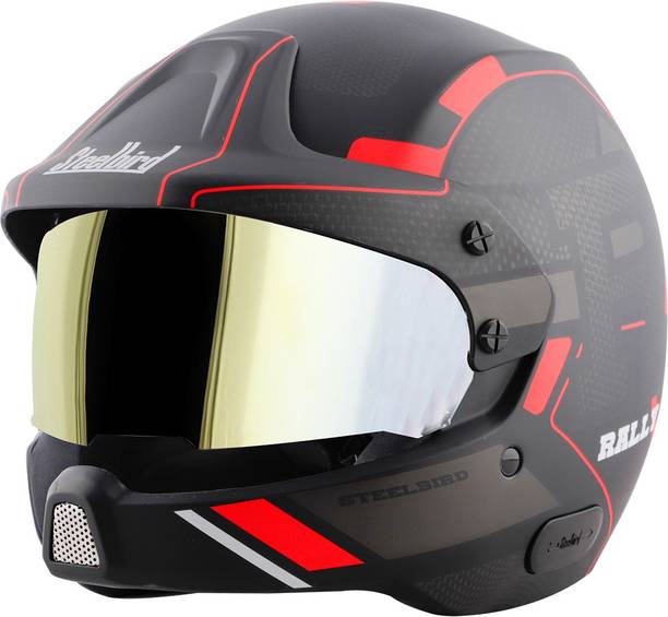Steelbird 7Wings Rally Beat Open Face Helmet, ISI Certified Off Road Helmet Motorbike Helmet