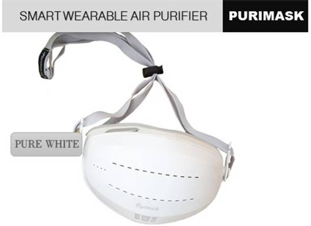 optitech Smart Wearable Air Purifier Mask | Free Size | Unisex | White Color | With UVC LED | Purifies Air 99.9 % | Gives Advance Protection from Dust, Polloution, Bacteria, Viruses & Hypo-Allergenic Purimask White Reusable