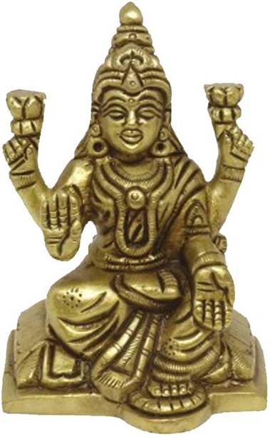 Kuber Handicraft Devi Lakshmi Brass Idol - (Height 3") Decorative Showpiece  -  9 cm