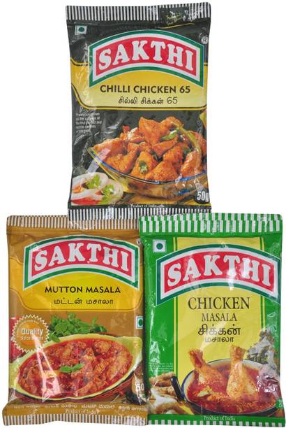 Sakthi Spices Combo of 50gm Chilli Chicken 65 Masala + Chicken Masala + Mutton Masala