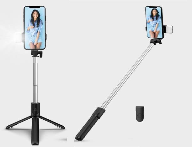 Filiz R1S Professional Video and Picture Catcher Bluetooth Selfie Stick with Flash Light 360 Degree Rotation with Tripod Stand Features Tripod