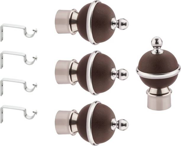 GLOXY Silver, Brown Rod Rail Bracket, Curtain Knobs, Curtain Hooks, Curtain Rods Metal