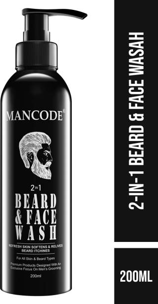 MANCODE 2 in 1 Beard Wash for Deep Cleansing, Refreshing Feel, Paraben and Sulphate Free, 100% Natural Ingredients Face Wash