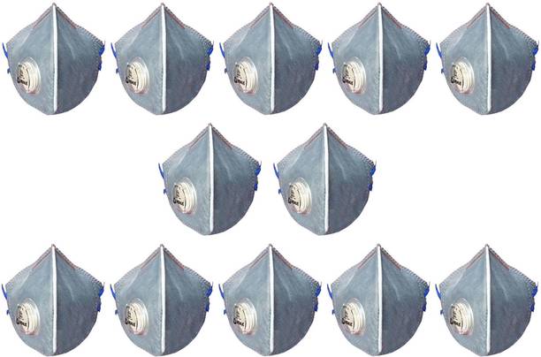 Venus Safety and Health Mask With Carbon Activated Filter Pack of 12 Mask For Women Men Kids Reusable Washable Mask Anti Pollution Antivirus Mask Premium High Quality Mask With Adjustable Noseclip Headloop ISI Certified Grey Mask Reusable, Washable
