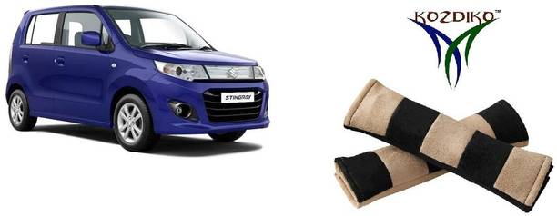 KOZDIKO Seat Belt Cushion Pillow Beige Black 2 pcs For Maruti WagnoR Stingray Seat Belt Buckle