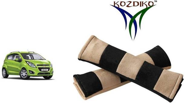KOZDIKO Seat Belt Cushion Pillow Beige Black 2 pcs For Chevrolet Beat Seat Belt Buckle