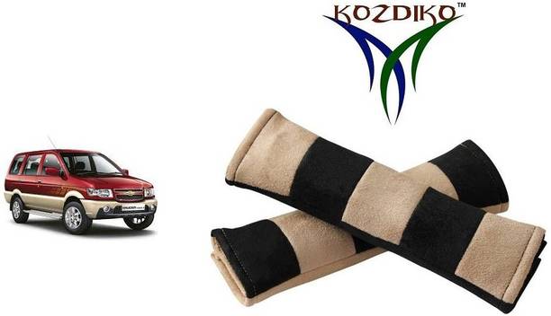 KOZDIKO Seat Belt Cushion Pillow Beige Black 2 pcs For Chevrolet Tavera Seat Belt Buckle