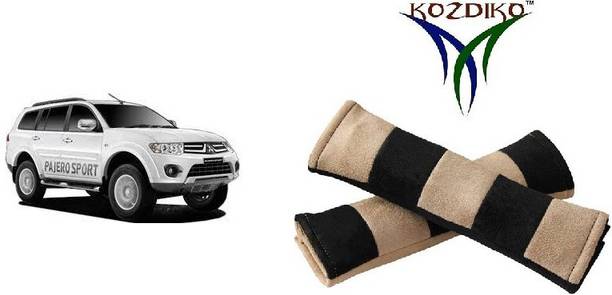 KOZDIKO Seat Belt Cushion Pillow Beige Black 2 pcs For Mitsubishi Pajero Sport Seat Belt Buckle