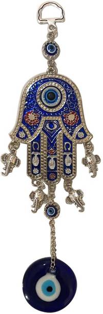 Ryme Turkish Evil Eye Hamsa Hand (Palm) Wall Hanging Decorative Showpiece  -  23 cm