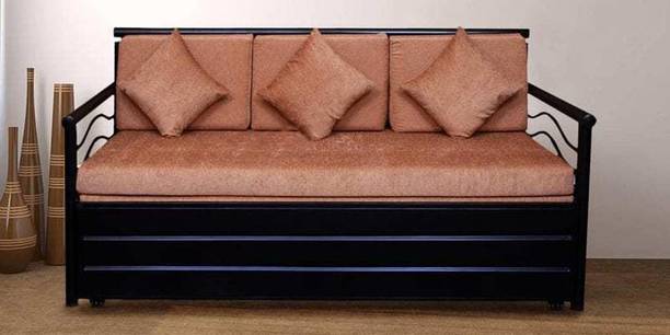 Vibrant Interior Nancy Camel (6x4) 3 Seater Single Metal Pull Out Sofa Cum Bed