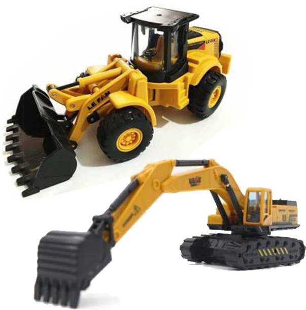 deoxy Construction Long Crane Excavator Rotate by 360 Degree Small And Medium JCB Toy Loader JCB Toy and Excavator Vehicle Engineering Toy for 3 Years and Above Age Toddlers ,High Speed Friction Excavator toy for boys toy for kids toy for children push and pull along toy (Yellow, Pack of: 2)