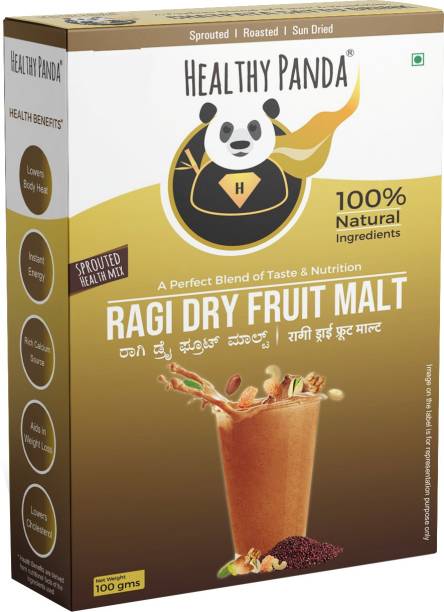 HEALTHY PANDA Organic Sprouted Ragi Dry fruit Malt/Sprouted Ragi Health Mix(800 gms) 100 X 8 Nutrition Drink