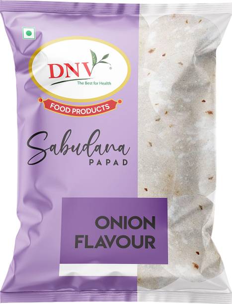 DNV Natural Onion Flavour Sabudana Papad 280gm Pack of 4 (70g x 4) | Gluten Free | Fasting Friendly | Tapioca Papad | Sago Papad Masala Papad (Pack of 4)