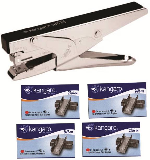 Kangaro Desk Essentials HP-45 All Metal With Combo 24/6-26/6 Pin Staple Standard Staplers