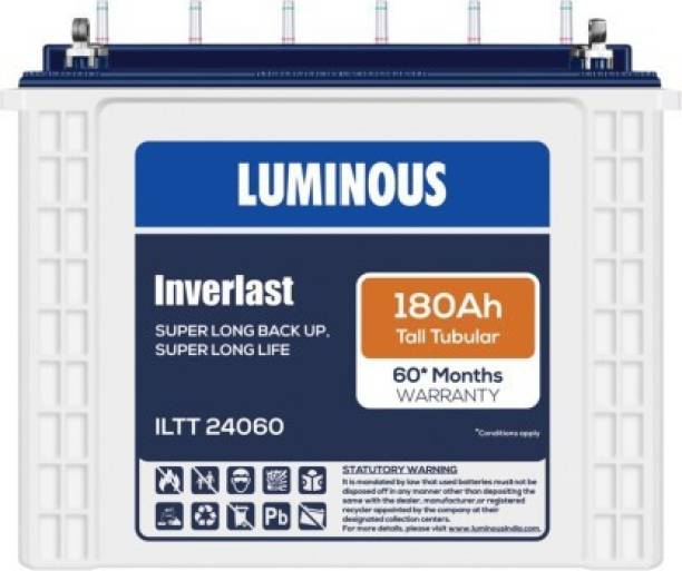 LUMINOUS Inverlast ILTT24060 180Ah Tall Tubular Battery Tubular Inverter Battery (180Ah) Tubular Inverter Battery