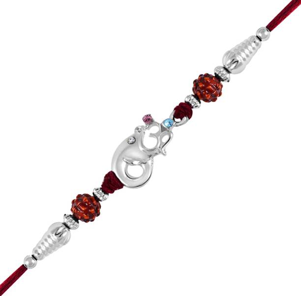 Om Jewells Rudraksh RK1000386 Silver Rakhi  Set