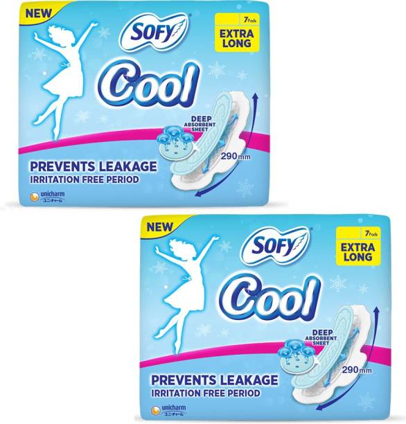 SOFY Cool Extra Long - (7+7 Count) Sanitary Pad