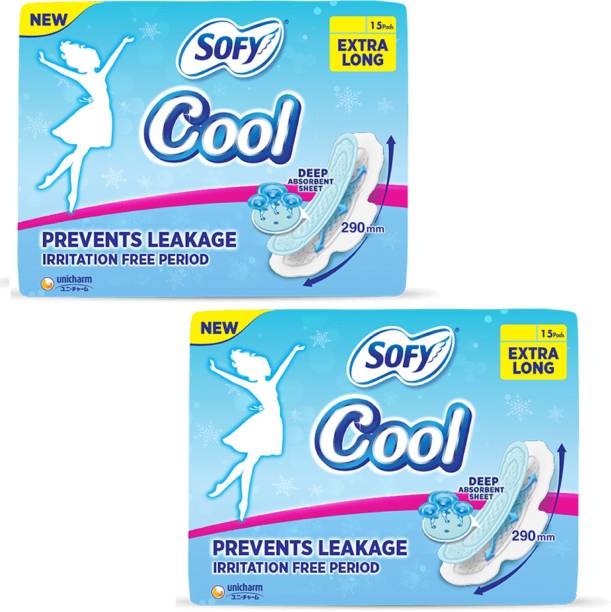 SOFY Cool Extra Long - (15+15 Count) Sanitary Pad