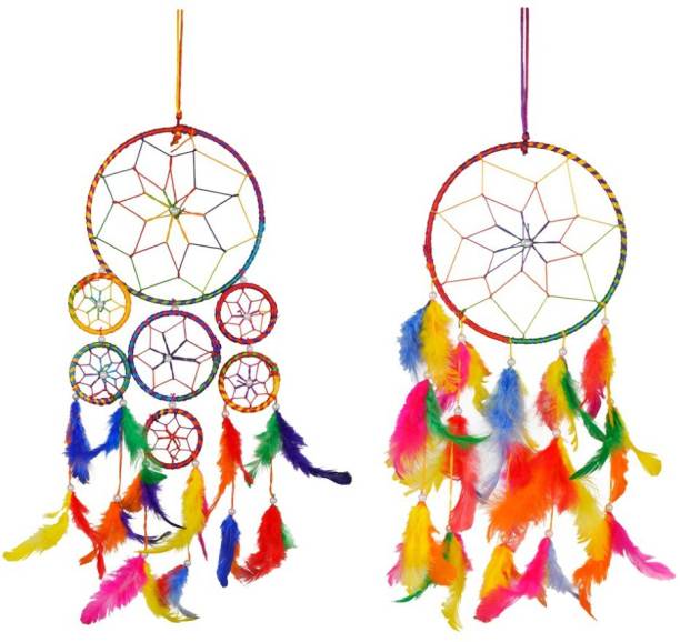 Ryme Multi Color Dream Catcher Wall Hanging (Pack Of 2) Wool Dream Catcher