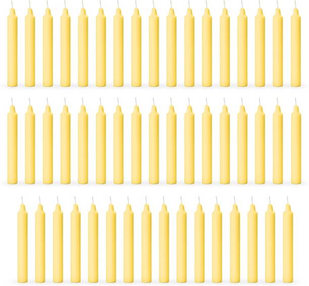 AuraDecor Pillar Candle Set Of 50 (Yellow) Candle