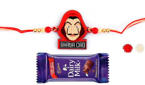 VR Creatives Bhaiya CIAO and Roli Chawal Pack, Kids Rakhi, Rakhi for brother With 12g Chocolate Assorted Gift Box