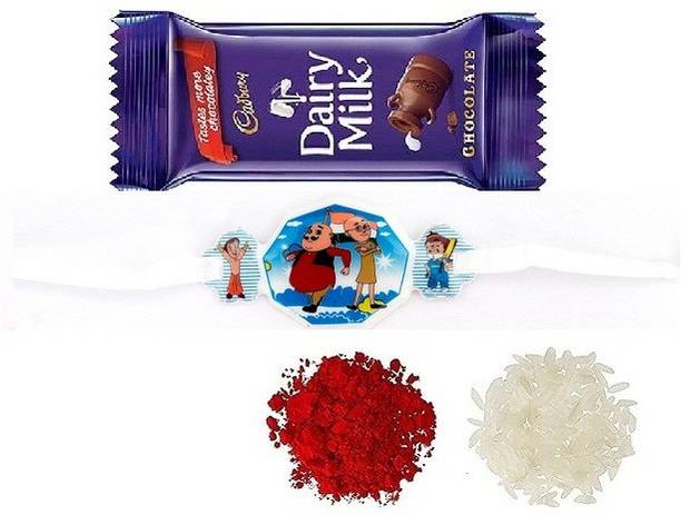 VR Creatives Kids Kids Motu Patlu Rakhi for brother with Roli Chawal and 12g Chocolate for Men and Women Gift Assorted Rakhi, Chawal Roli Pack  Set