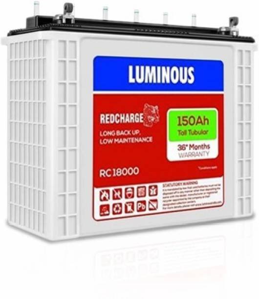 LUMINOUS RedCharge RC18000 Tall Tubular Battery Tubular Inverter Battery (150 AH) Tubular Inverter Battery