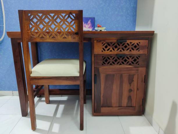House Of Kuber Solid Sheesham Wood Study Table With Chair for Students Kids Office Table Work From Home Table Solid Wood Study Table
