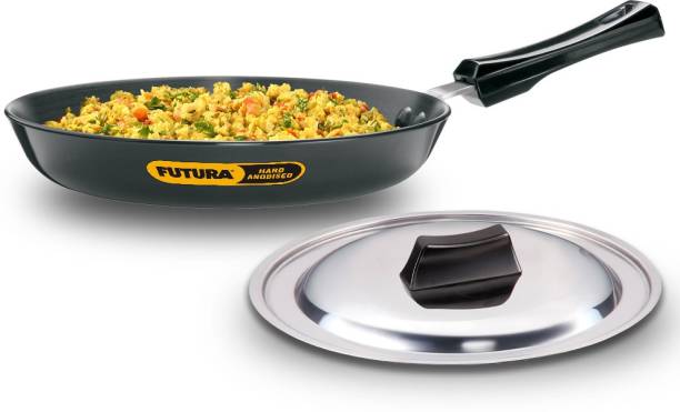 HAWKINS Futura Hard Anodized Frying Pan 250 mm with lid Fry Pan 25 cm diameter with Lid 1 L capacity