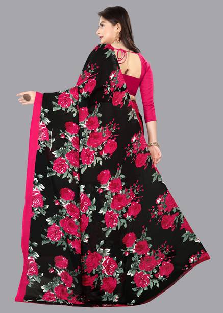 Anand Sarees Printed, Floral Print Daily Wear Georgette Saree - Image 3