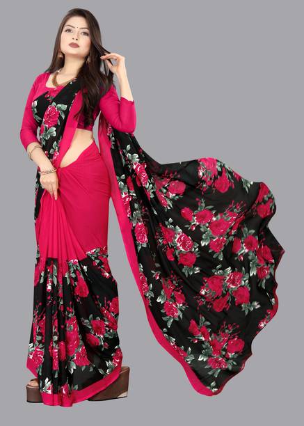 Anand Sarees Printed, Floral Print Daily Wear Georgette Saree - Image 4