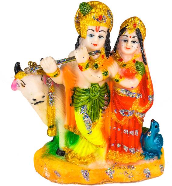 Elegant Lifestyle Standing Krishna Statue Murti, Krishnan Ji Murti, Radha Krishan Statue,Krishna Idol with Cow ( For Home Temple Use,Office Temple, Vastu Pooja Item,Gifted use Statue) डेकोरेटिव शोपीस  -  14 cm