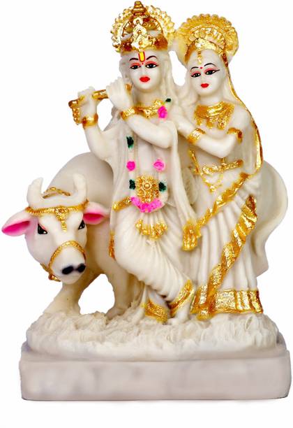CraftGreen radha krishna cow idol radha krishna cow murti radha krishna cow statue Decorative Showpiece  -  22.3 cm