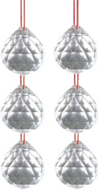Ryme vastu / feng shui crystal ball 40 mm for door hanging / car ( pack of 6 ) Decorative Showpiece  -  7.6 cm