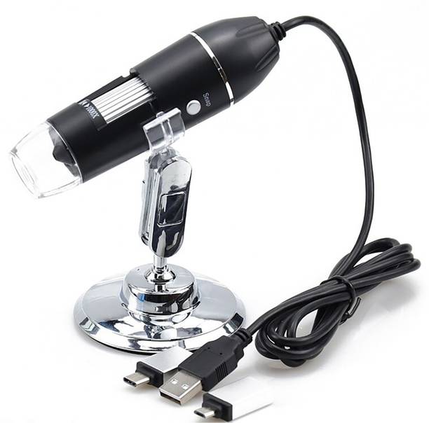 amiciCare 1000X USB Digital Microscope with 8 LED Adjustable Brightness and 0.3M HD Camera Compatible with Windows and Android Objective Microscope Lens