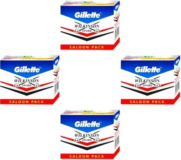 Gillette Wilkinson Sword Double Edge Razor Blades (50 In 1) (Pack Of 4) Saloon Pack by Rmr JaiHind, Men & Women