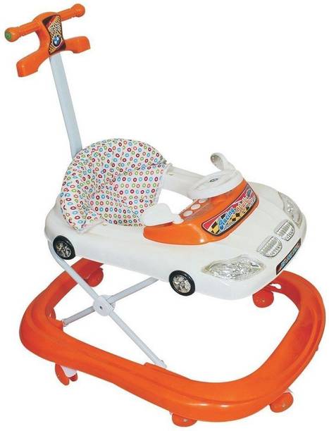 YEPDOM BMW Car Shaped Baby Walker - Height Adjustable, Musical, Soft Cushion Stroller Pram Pad
