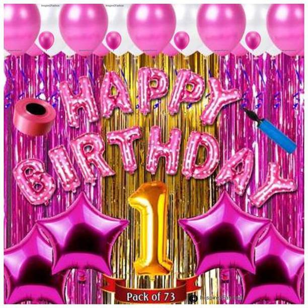 Inispire2Fashion Solid First/1st happy birthday combo/kit material for party decorations Letter Balloon