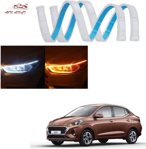 AuTO ADDiCT Car Headlight LED DRL - Daytime Running Light (Turn Signal Yellow,White) For Aura Car Fancy Lights