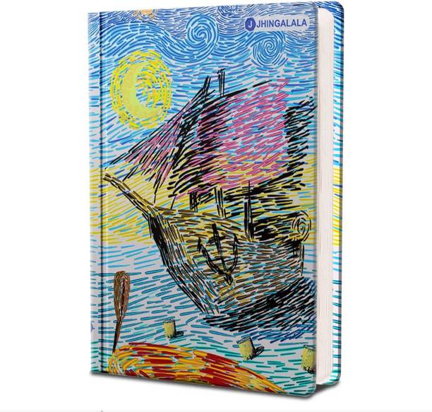 Jhingalala Voyage in the Ship Hard Bound Undated A5 Diary Notebook (20 X 14.5 CM, 80 GSM, 190 Ruled Perforated Pages) Diary for Gifting, Personal Diary A5 Diary Ruled 190 Pages