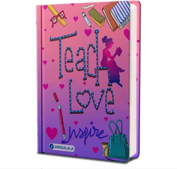 Jhingalala Teach Love Hard Bound Undated A5 Diary Notebook (20 X 14.5 CM, 80 GSM, 190 Ruled Perforated Pages) Diary for Love, Diary for Gifting, Personal Diary A5 Diary Ruled 190 Pages