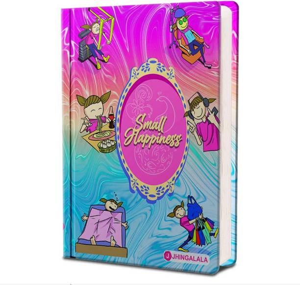Jhingalala Small Happiness Hard Bound Undated A5 Diary Notebook (20 X 14.5 CM, 80 GSM, 190 Ruled Perforated Pages) Diary for Writing, Diary for Gifting, Personal Diary A5 Diary Ruled 190 Pages