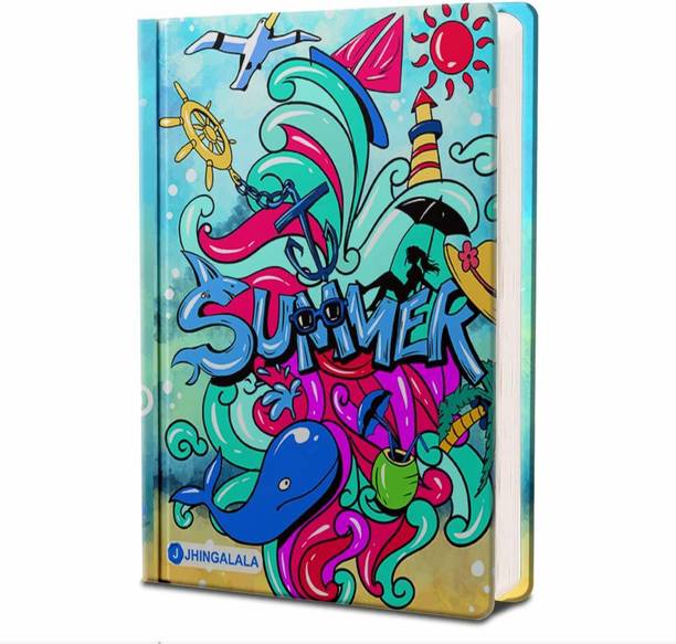 Jhingalala Summer Hard Bound Undated A5 Diary Notebook (20 X 14.5 CM, 80 GSM, 190 Ruled Perforated Pages) Diary for Writing, Diary for Gifting, Personal Diary A5 Diary Ruled 190 Pages
