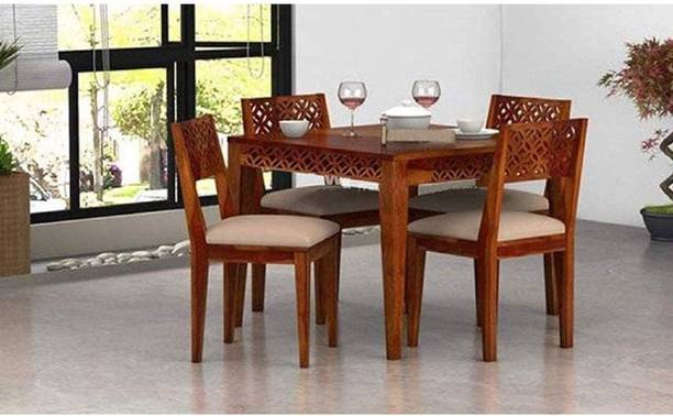 DRYLC FURNITURE Solid Wood Sheesham Wood 4 Seater Dining Table With 4 Chairs For Dining Room Solid Wood 4 Seater Dining Set