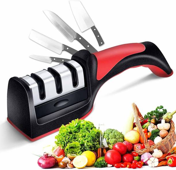 LNT Manual Kitchen Knife Sharpener, 2 Stage Sharpening Tool for Steel Knives Knife Sharpening Steel (Carbon Steel) Knife Sharpening Steel