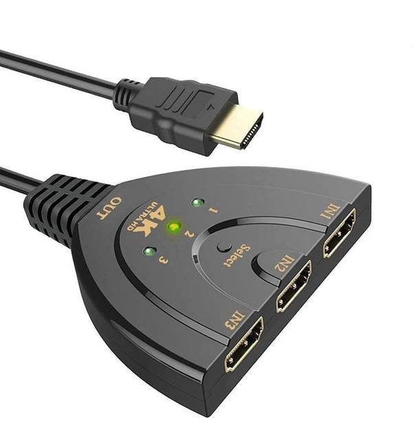 microware  TV-out Cable 4K HDMI Switch 3 in 1 Out Switch Splitter Pigtail Cable Supports Full HD 4K 3D