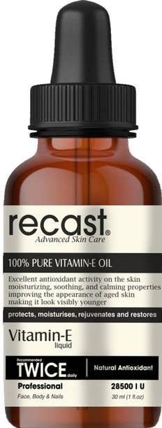 recast Vitamin E -Super antioxidant, Face & Skin Moisturiser, Reduces appearance of scars, wrinkles, Dark spots - For Hair, Skin & Nails