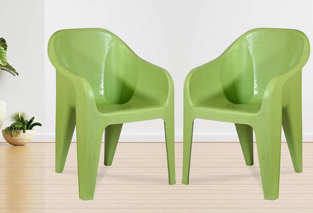 MAHARAJA Sigma Plastic Chair Set of 2 with Matt & Glossy Texture for Home, Office and Restaurant(Green) Plastic Cafeteria Chair