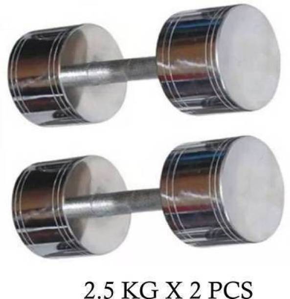 LCARNO Exclusive 2.5 Kg * 2 Pcs STEEL CHROME PLATED Fixed Weight Dumbbell