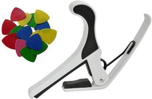 SG MUSICAL SGM-MI3 COMBO Standard Guitar Capo AND 10 plectrum Clutch Guitar Capo